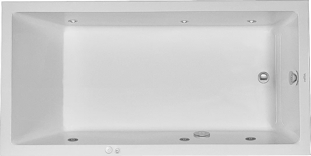 Duravit Whirlwanne „Starck“ rechteck 1800 × 900 mm, Fußablauf mit Jet-System, in Weiß Ablauf: Fußablauf / Whirlsystem: mit Jet-System Duravit Whirlwanne „Starck“ rechteck 1800 × 900 mm, Fußablauf mit Jet-System, in Weiß Ablauf: Fußablauf / Whirlsystem: mit Jet-System