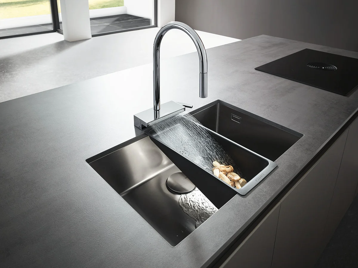 Hansgrohe Aquno Select M81 Einhebel-Küchenmischer mit Ausziehbrause 3jet Chrom, ComfortZone 170, Schwenkbereich einstellbar in 3 Stufen auf 60°, 110° oder 150°, Laminarstrahl, Brausestrahl, SatinFlow, MagFit magnetische Brausehalterung, maximale Durchflu