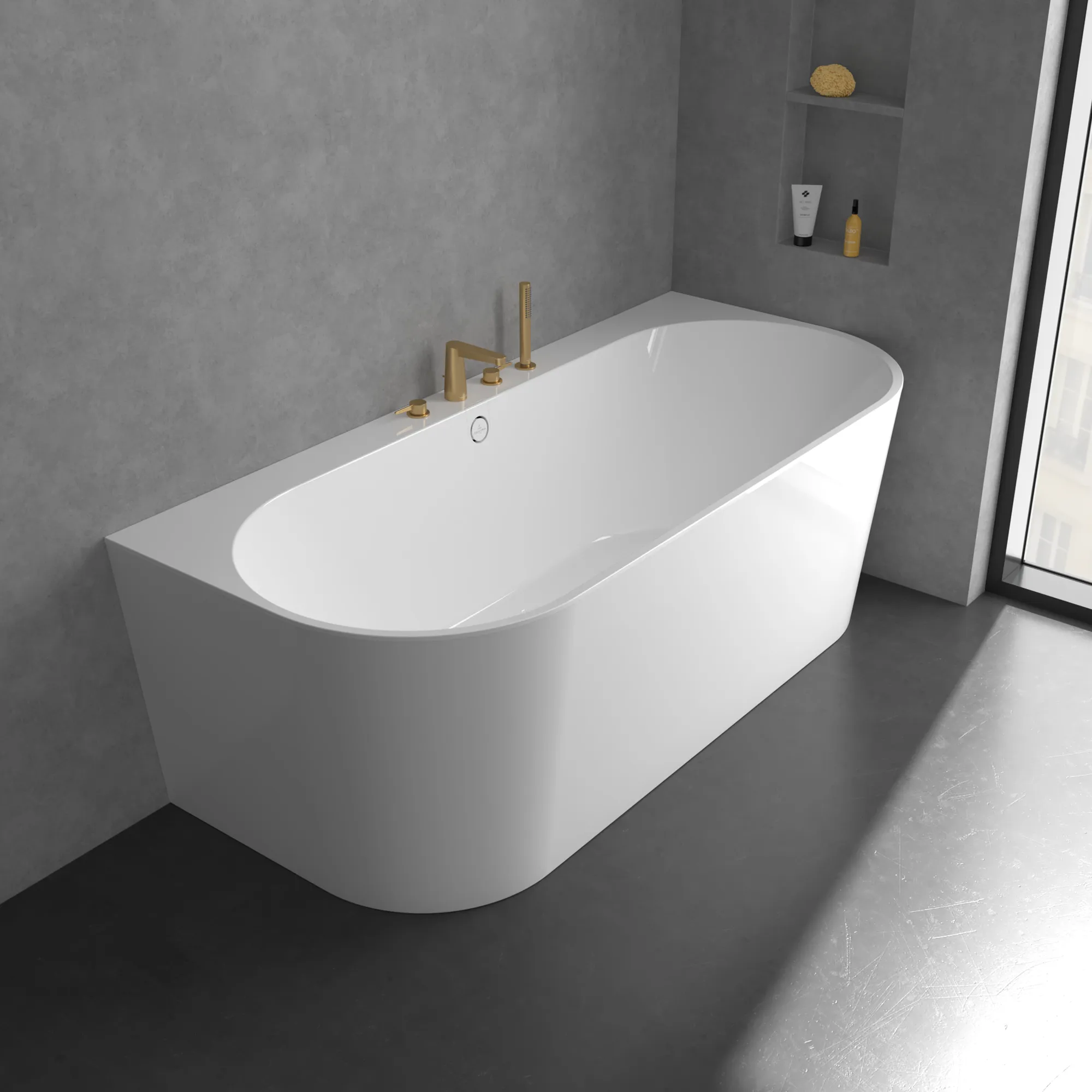 Villeroy & Boch Conum Vierloch-Badewannenrandarmatur, Brushed Gold, 455x165x124 mm, Höhe 124 mm, inkl. Schlauch und Handbrause Villeroy & Boch Conum Vierloch-Badewannenrandarmatur, Brushed Gold, 455x165x124 mm, Höhe 124 mm, inkl. Schlauch und Handbrause