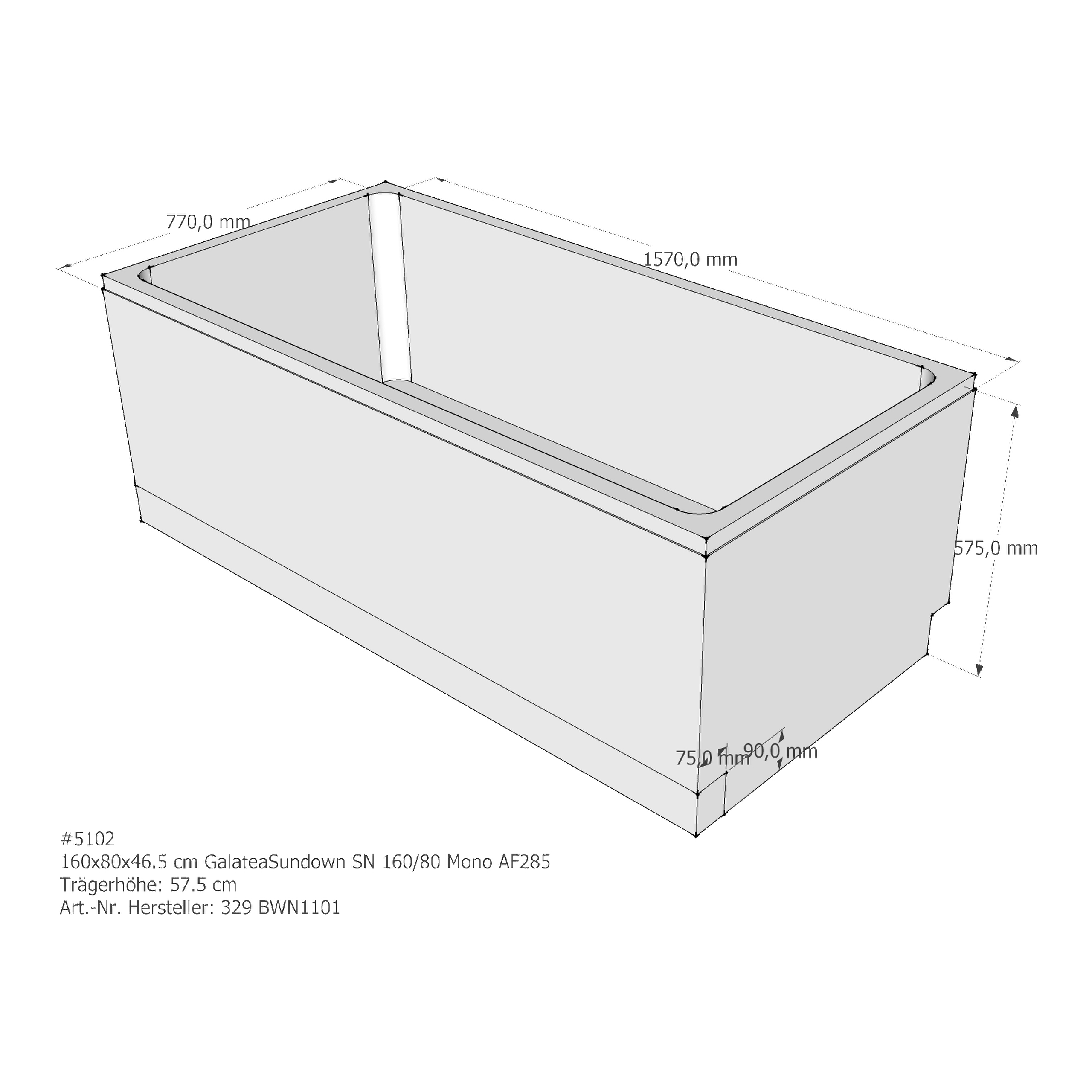 Badewannenträger für Galatea Sundown 160 × 80 × 46,5 cm Badewannenträger für Galatea Sundown 160 × 80 × 46,5 cm