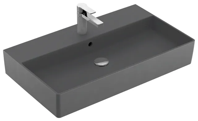 Villeroy & Boch Wandwaschtisch aus TitanCeram geschliffen „Memento 2.0“ 800 × 470 × 140 mm, mit Hahnlochbohrung, Hahnlochposition mittig in Graphite Villeroy & Boch Wandwaschtisch aus TitanCeram geschliffen „Memento 2.0“ 800 × 470 × 140 mm, mit Hahnlochbohrung, Hahnlochposition mittig in Graphite