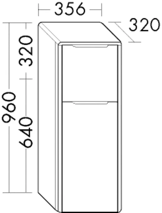 Halbhoher Schrank Oteo von burgbad – 320 mm tief, 356 mm breit, 960 mm hoch, mit 1 Schublade, 1 Tür, Glaseinlegeboden und festem Boden