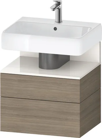 Duravit Waschtischunterschrank wandhängend „Qatego“ 59 × 59 × 47 cm in, mit Beleuchtung