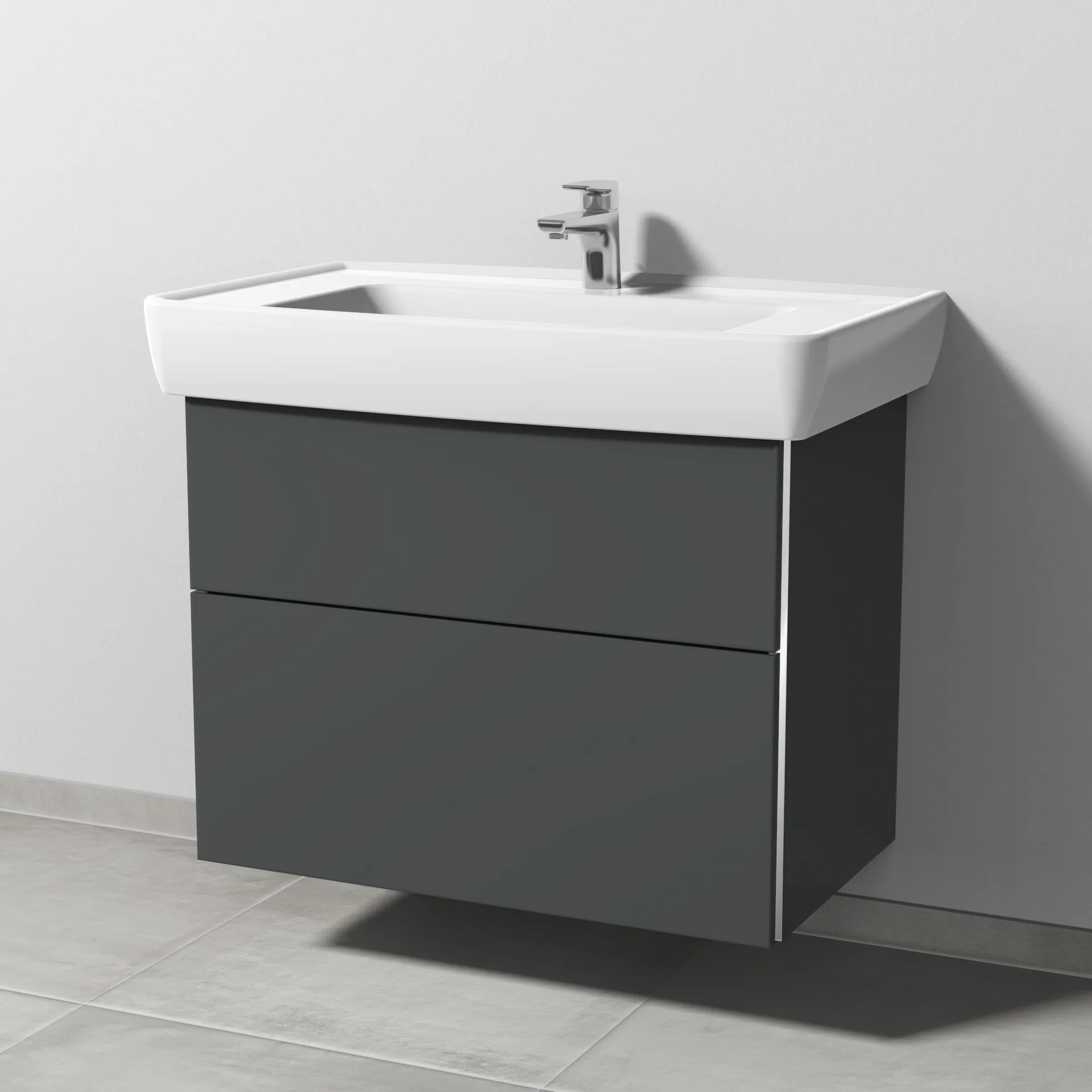 Sanipa Waschtischunterschrank „3way“ passend zu Keramik-Waschtische Pro A von Laufen 750 × 588 × 447 mm in Anthrazit (matt)