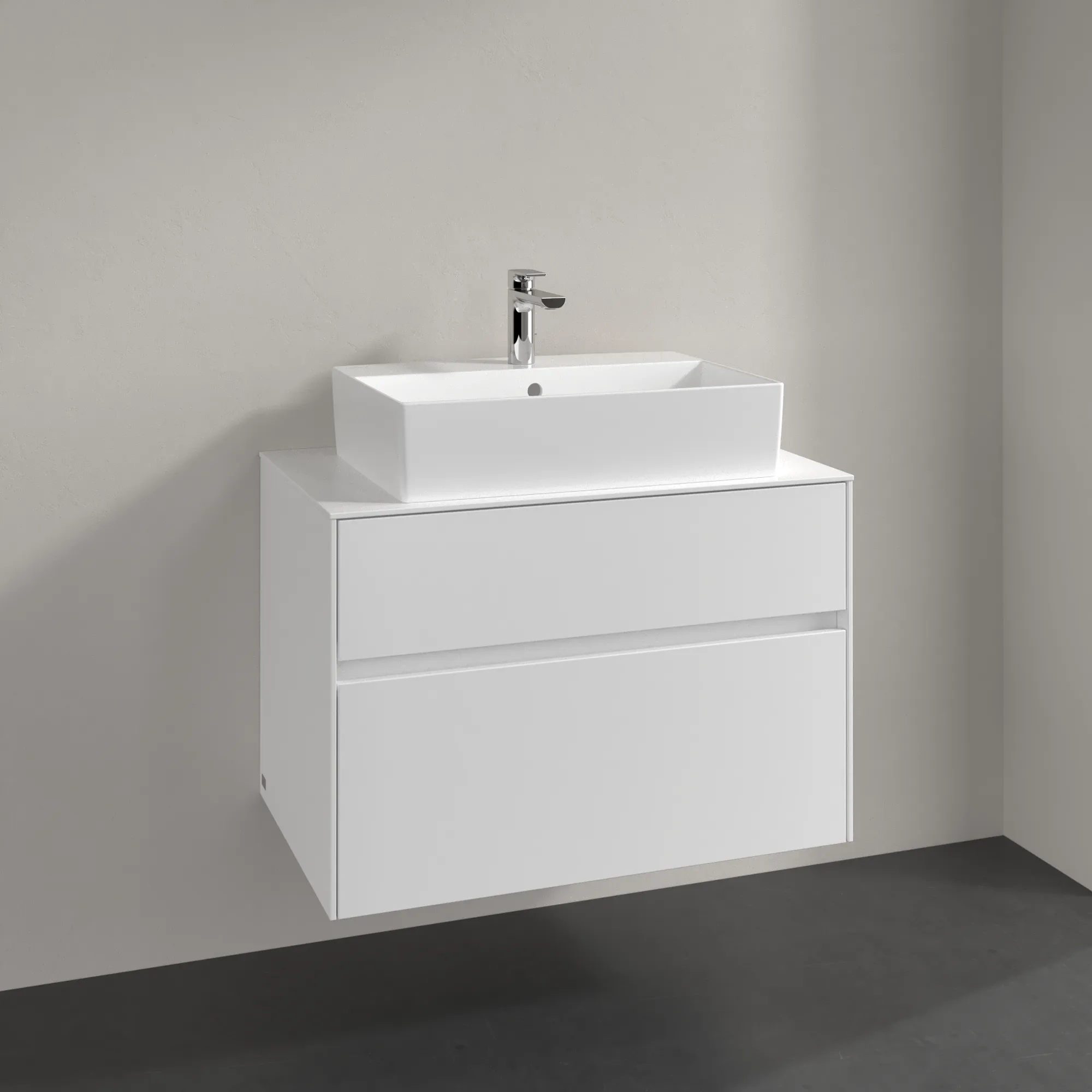 Villeroy & Boch Waschbeckenunterschrank Collaro C12400, Eckig White Matt, 800x548x500mm, mit Absenkautomatik und integrierten Griffen Villeroy & Boch Waschbeckenunterschrank Collaro C12400, Eckig White Matt, 800x548x500mm, mit Absenkautomatik und integrierten Griffen