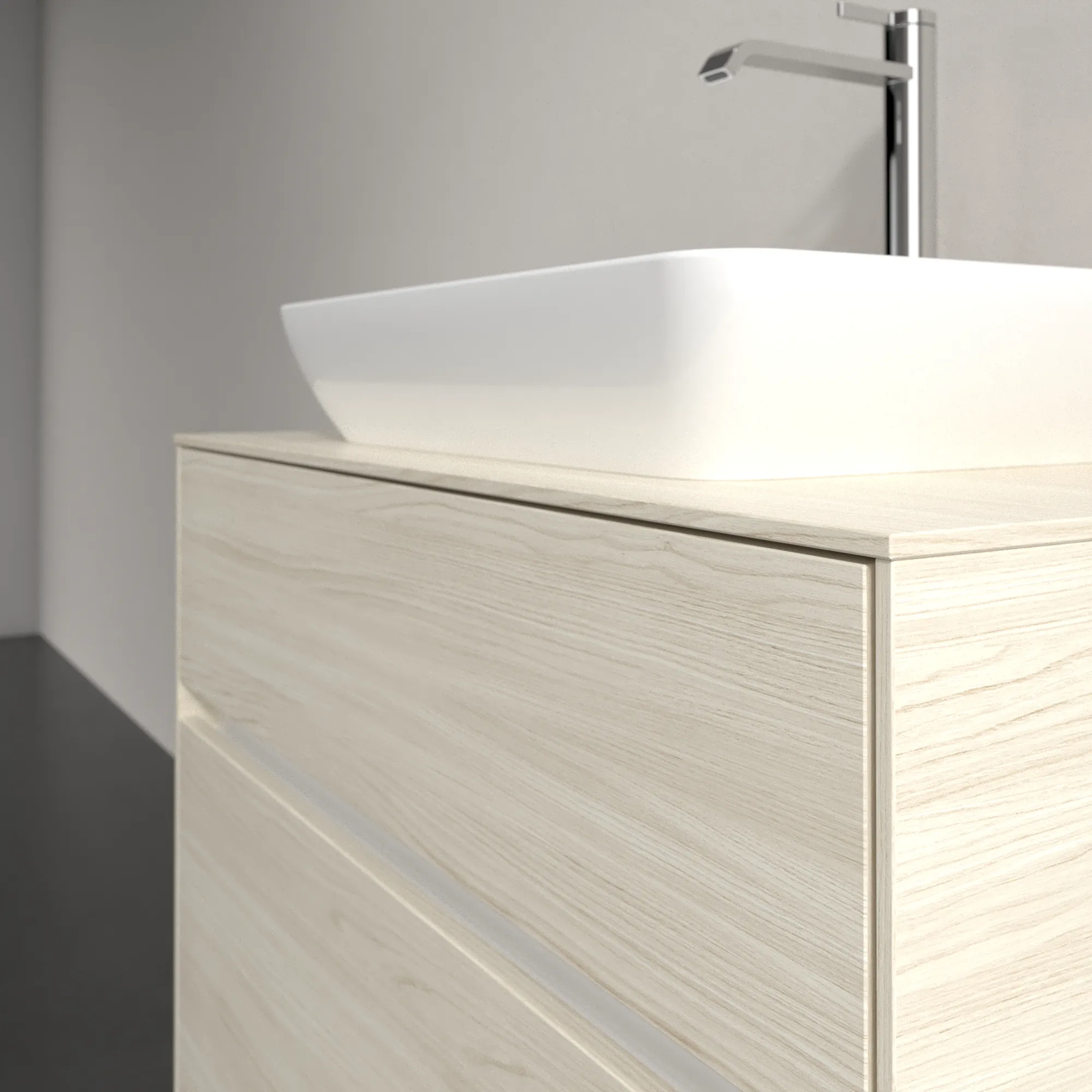 Villeroy & Boch Waschbeckenunterschrank Collaro C108B0, Eckig White Oak, 800x548x500mm, mit Beleuchtung und SoftClosing, 2 Auszüge