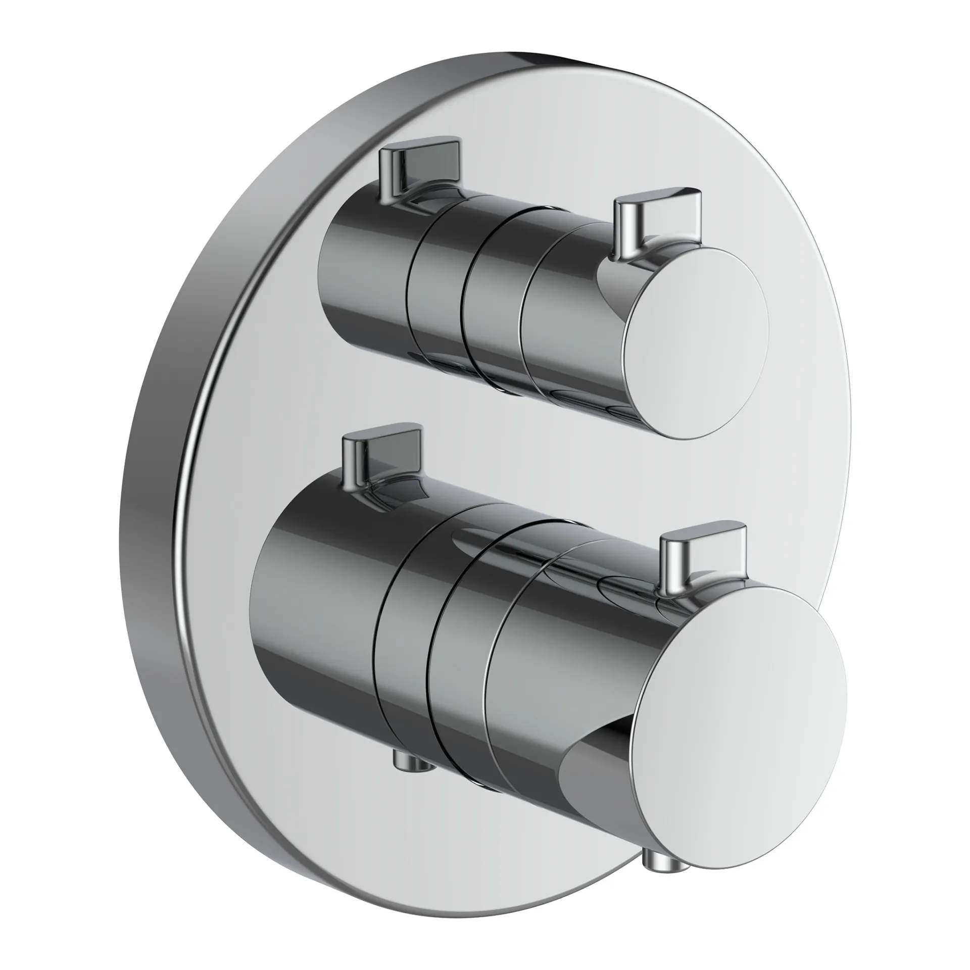 2-Griff-Wannenthermostat, Unterputz, MEDA zu SIMIBOX Standard und SIMIBOX Light, 1 Mischwasserabgang Sicherheitstaste (38°C) 2-Wege-Mengenregulierung Thermostatische Patrone Temperaturgriff komplett Mengengriff komplett, chrom