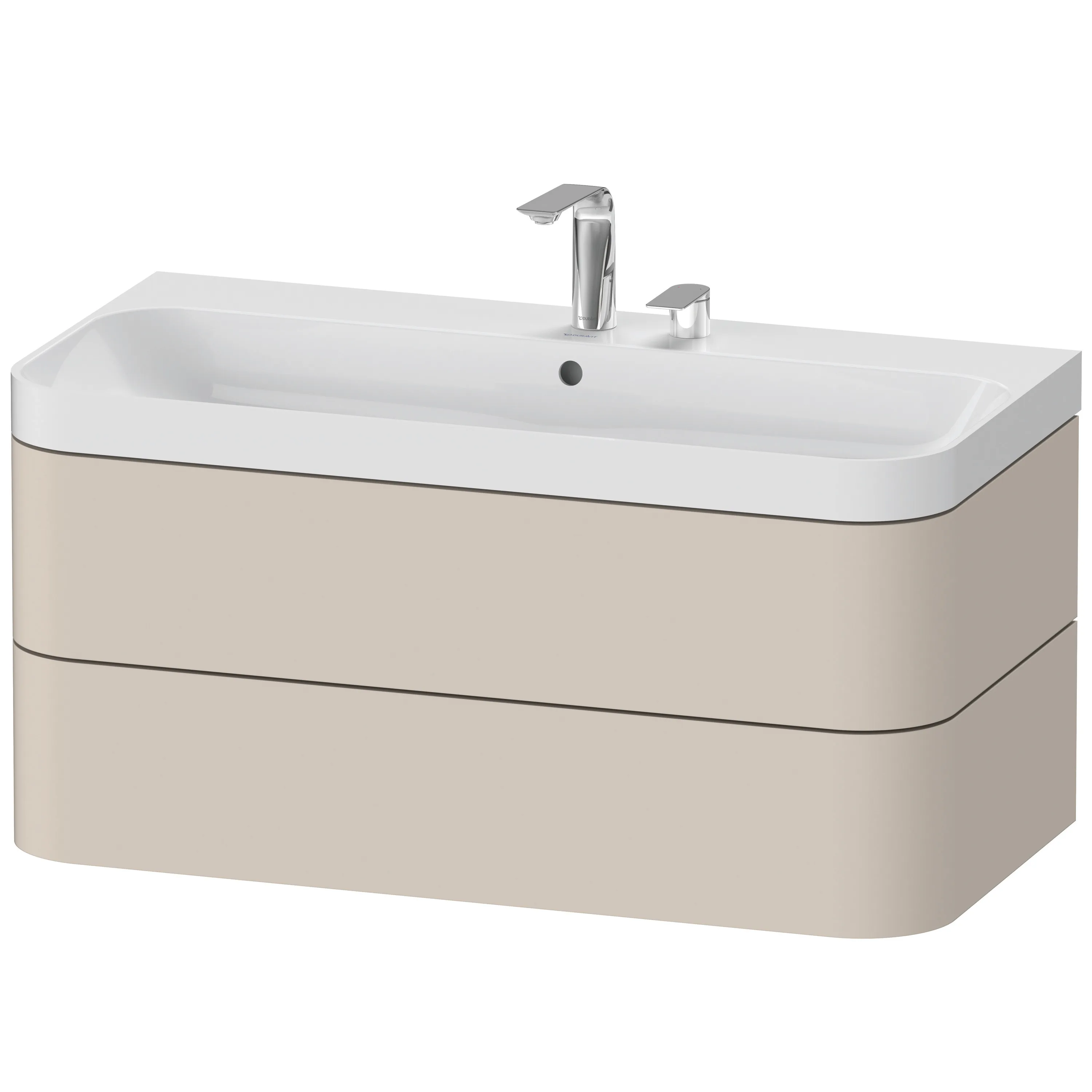 Duravit Waschtischunterschrank c-shaped Set wandhängend „Happy D.2 Plus“ 97,5 × 48 × 49 cm Taupe Supermatt