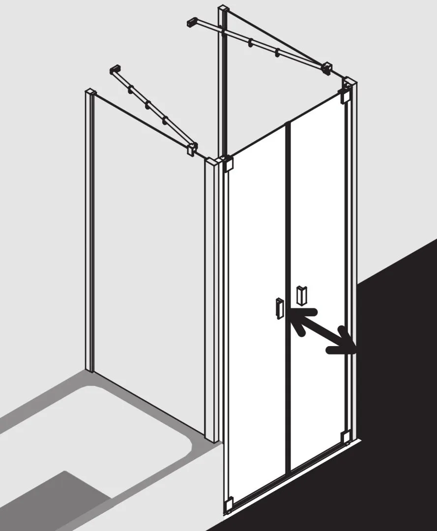 Kermi Pendeltür für Nische und Ecke „RAYA“ Glas Klar, Profile Silber Mattglanz, BV: 708 - 768 mm GAK: 695 - 745 mm WE: 708 - 768 mm H: 1850 mm