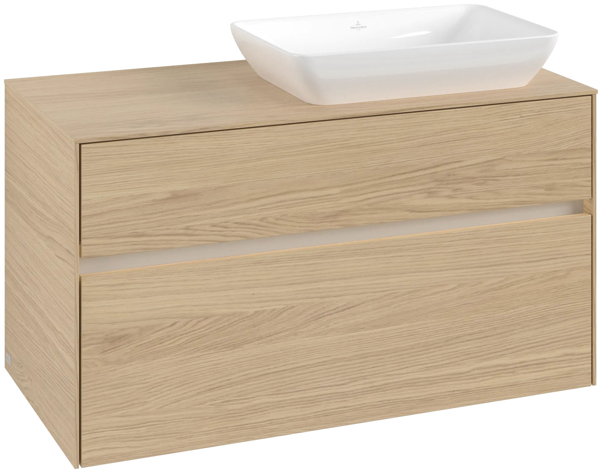 Villeroy & Boch Waschtischunterschrank „Collaro“ 1000 × 548 × 500 mm Nordic Oak, mit Beleuchtung, für Becken rechts