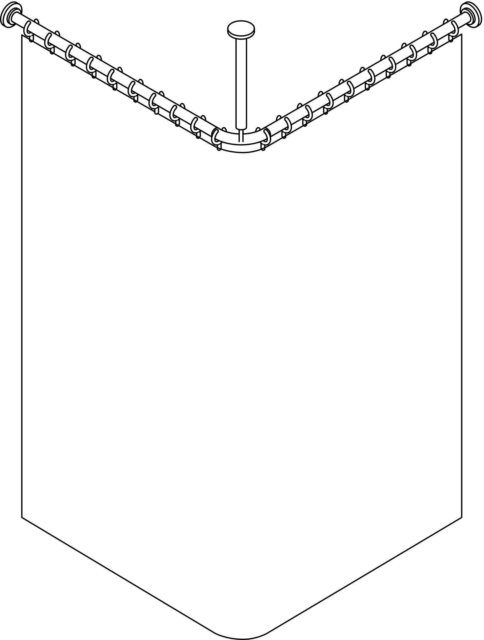 VH-Stange Ser 801,A1/2:1183,kürzb, Deckenabh. A:500, DUVO Poly. reinweiß