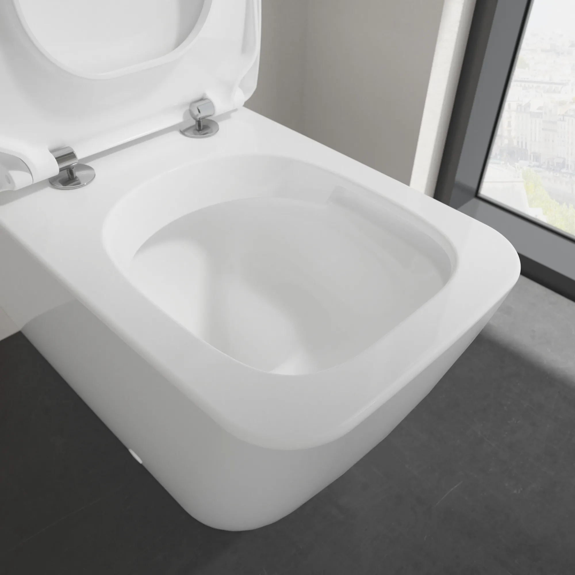 Villeroy & Boch Venticello Tiefspül-WC spülrandlos, 375x700 mm, 400 mm Höhe, weiß Alpin CeramicPlus, bodenstehend