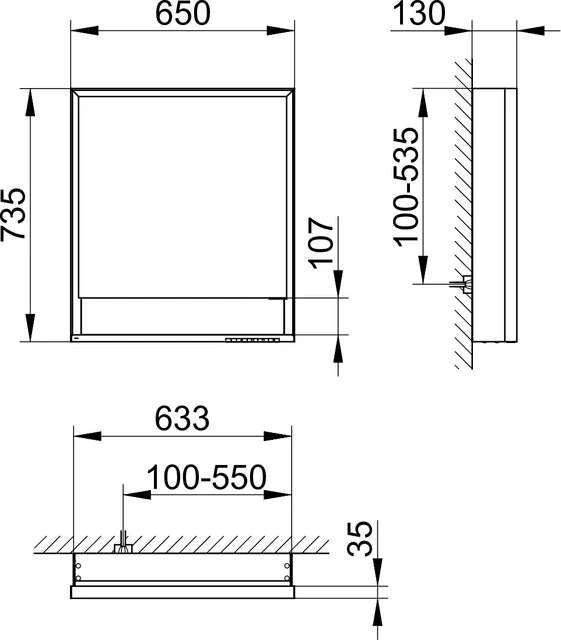 KEUCO Wandvorbau Spiegelschrank mit offenem Ablagefach „Royal Lumos“ in Silber (eloxiert), Anschlag links, links, Aufputz, Anschlag links, mit Steckdose, ohne Spiegelheizung 650 × 735 × 130 mm