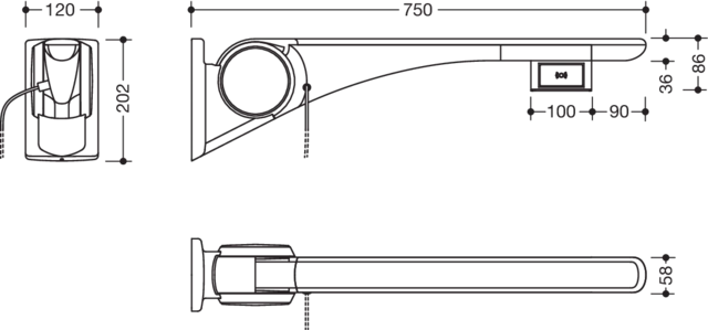 HEWI Stützklappgriff „Serie 802 LifeSystem“