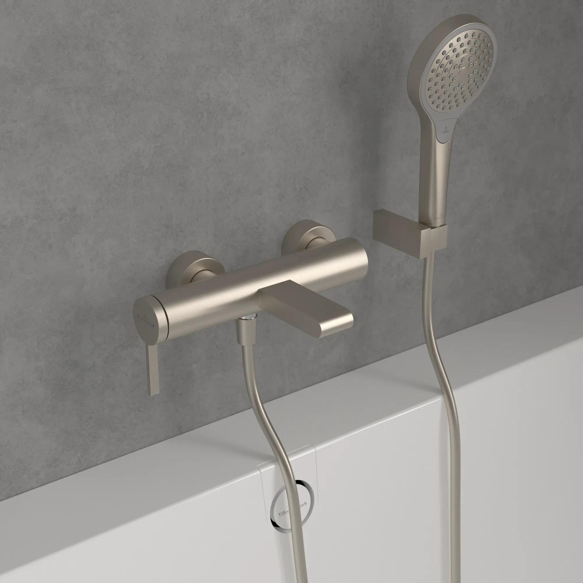 Villeroy & Boch Einhebel-Badewannenarmatur Dawn, Brushed Nickel Matt, 111 mm Höhe, 274 x 186 mm Maße Villeroy & Boch Einhebel-Badewannenarmatur Dawn, Brushed Nickel Matt, 111 mm Höhe, 274 x 186 mm Maße