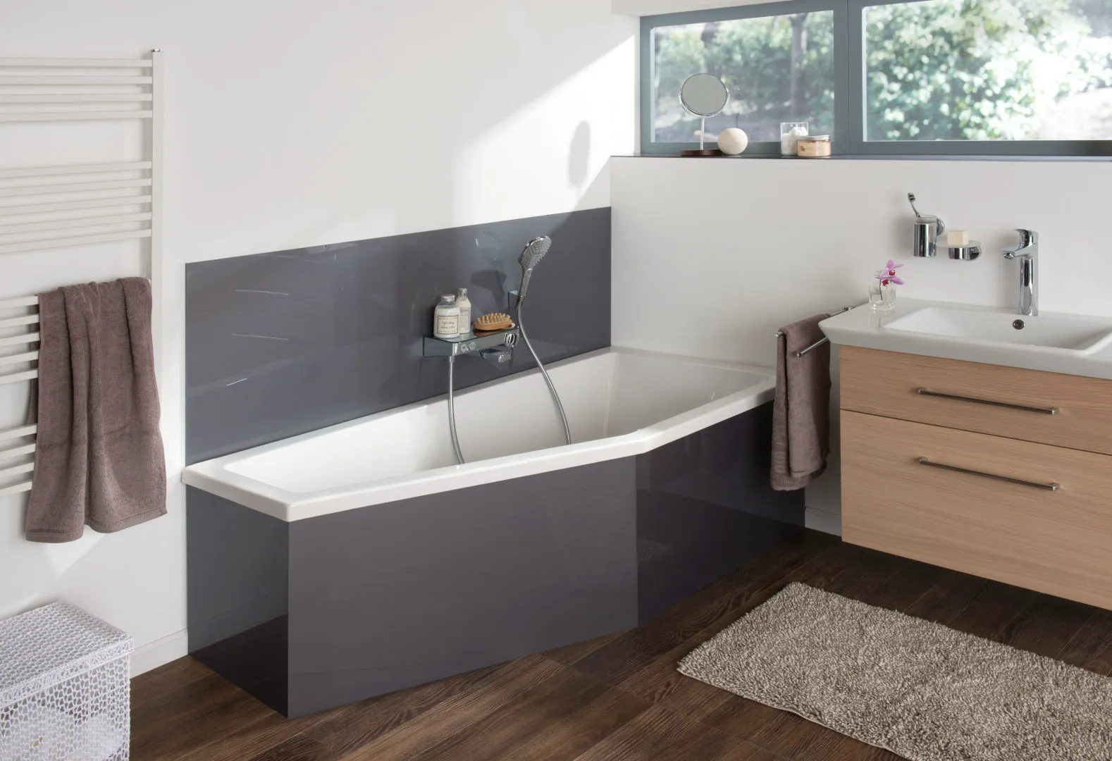 Kermi Duschdesign LIVORO VL1 Raumsparwanne, weiß, 1706 x 751 mm, Einbauhöhe 600–650 mm