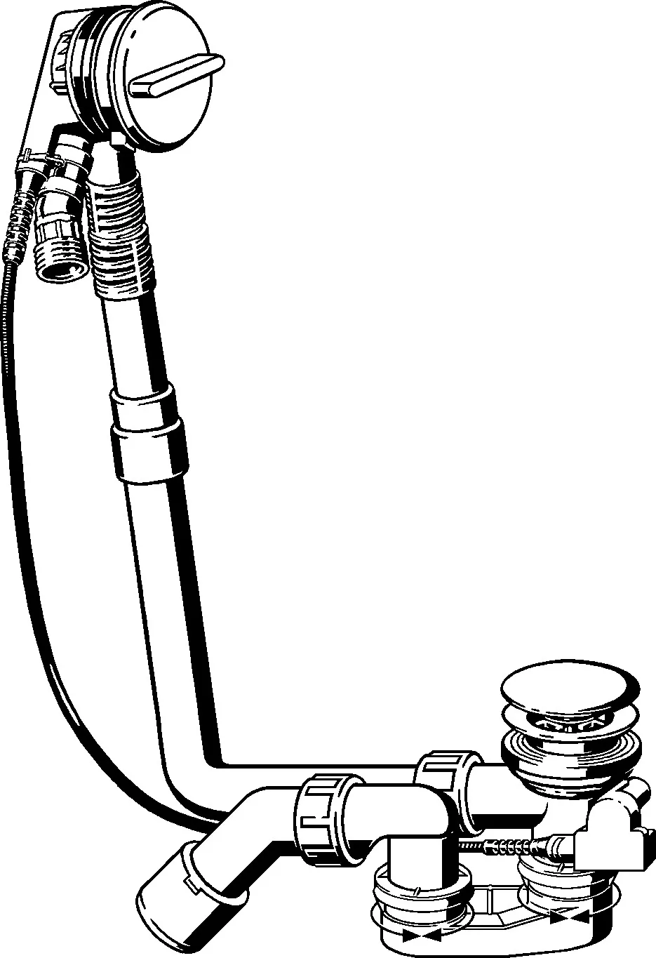 Viega Ab- und Überlaufgarnitur mit Zulauffunktion Modell 6161.51 „Multiplex Trio“ 6161.51 in 560 mm × DN40 / 50 verchromt 19,7 cm