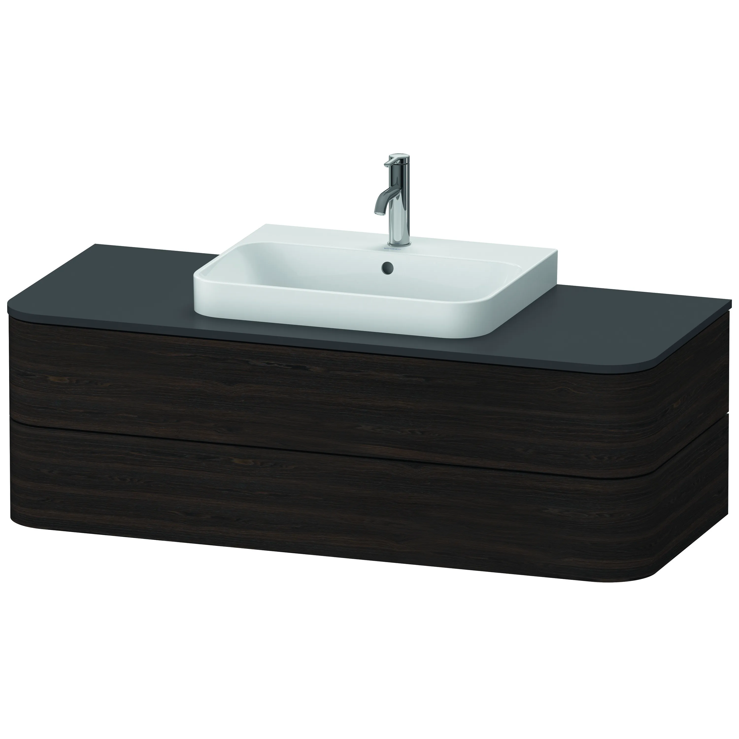Duravit Waschtischunterschrank wandhängend „Happy D.2 Plus“ 130 × 40,8 × 55 cm Nussbaum gebürstet