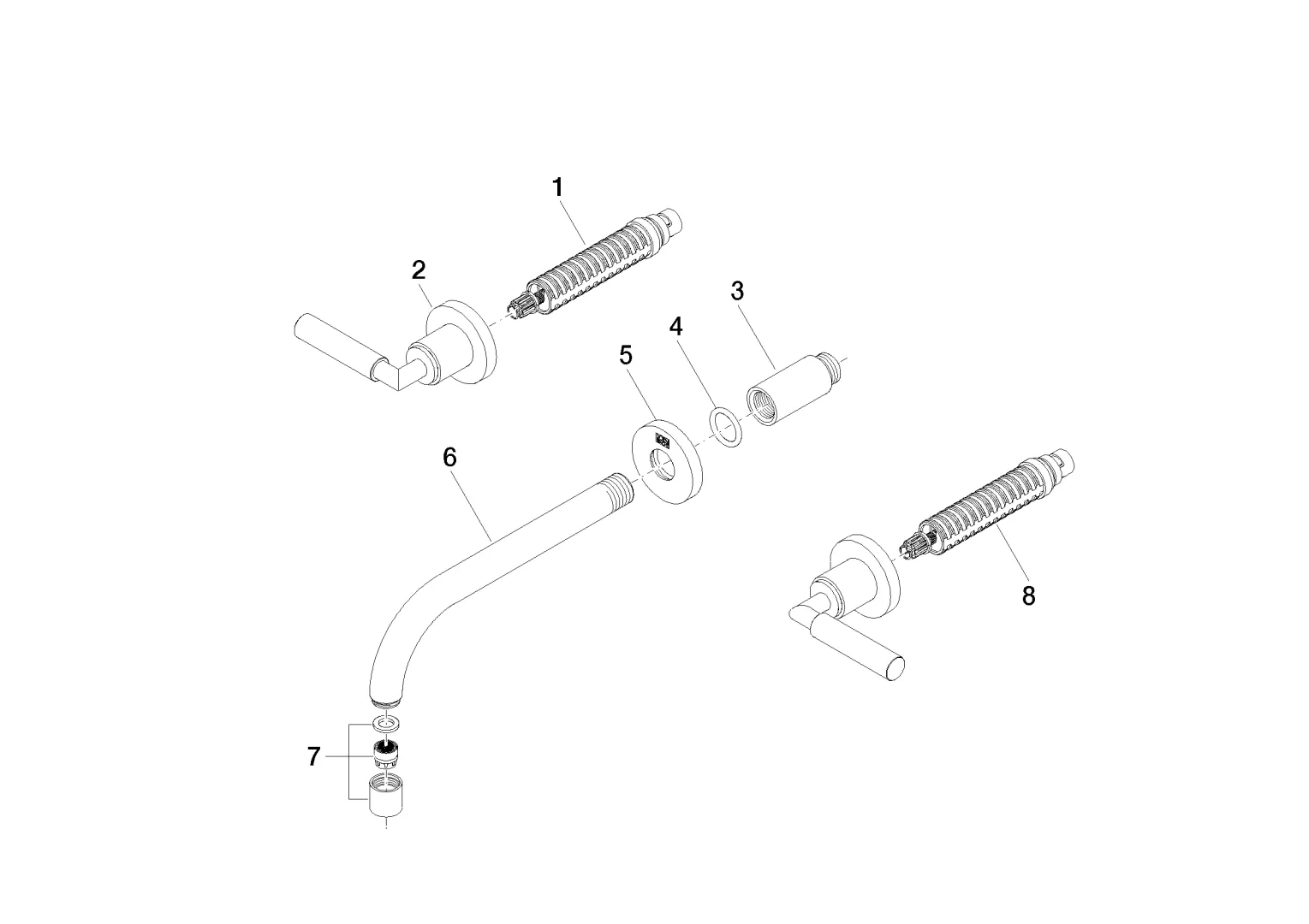 Waschtisch-Wandbatterie ohne Ablaufgarnitur TARA Chrom 36712882