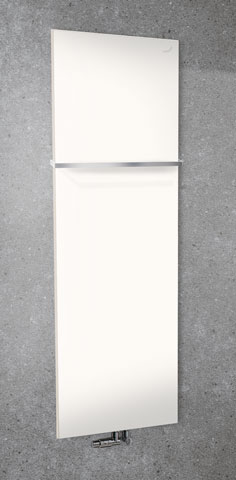 Zehnder Design-Heizkörper „Fina Lean Bar“ für Warmwasser-Zentralheizung mit 50 mm-Mittelanschluss 50 × 130 cm in Verkehrsweiß (RAL 9016, glänzend)
