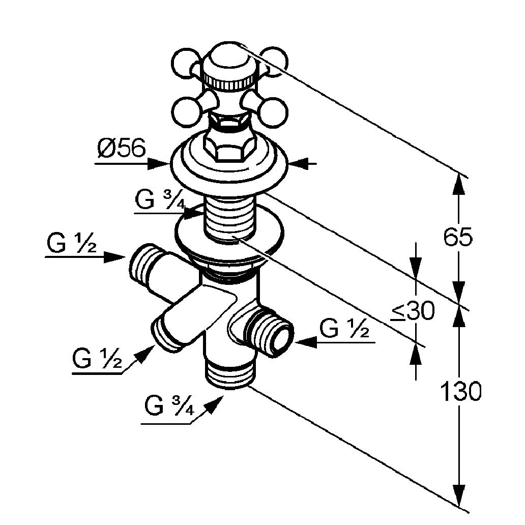 Kludi 1926 Badewanne-Zweigriffarmatur Standmontage messing, DN 15, Oberfläche 45 vergoldet 23 kt