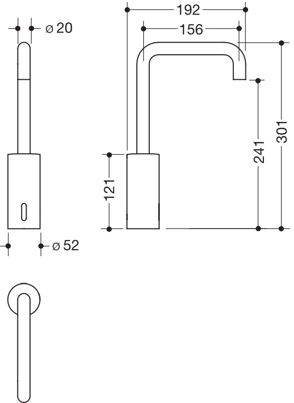 SENSORIC Waschtischarmatur elektr., verchr, Rundrohr, Batteriebetrieb