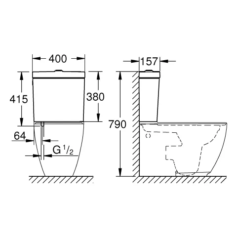 Aufsatzspülkasten Essence 39579, Anschluss von unten, Zulauf und Ablauf verdeckt, aus Sanitärkeramik, alpinweiß Aufsatzspülkasten Essence 39579, Anschluss von unten, Zulauf und Ablauf verdeckt, aus Sanitärkeramik, alpinweiß