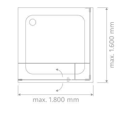 HSK Drehtür mit Nebenteil mit Seitenwand „K2“ in Glas Klar hell