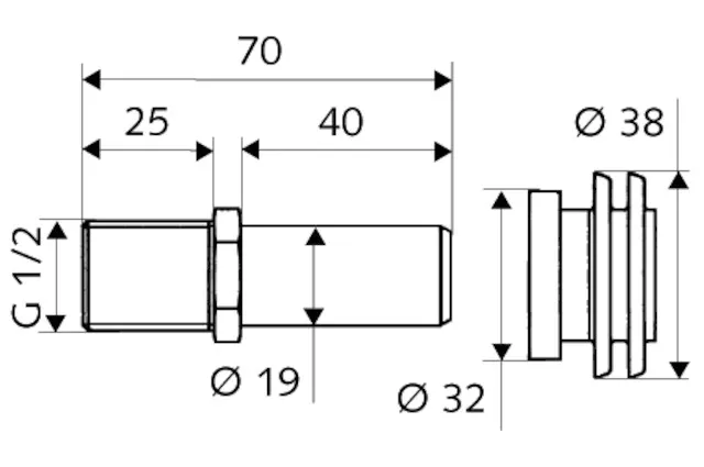 Urinal-Zulaufgarnitur DN 15, DN 15 G 1/2 AG Urinal-Zulaufgarnitur DN 15, DN 15 G 1/2 AG