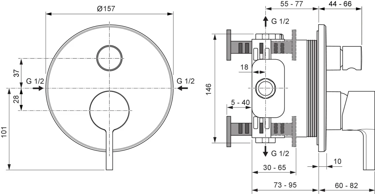 Ideal Standard Badearmatur Unterputz JOY Chrom Ideal Standard Badearmatur Unterputz JOY Chrom