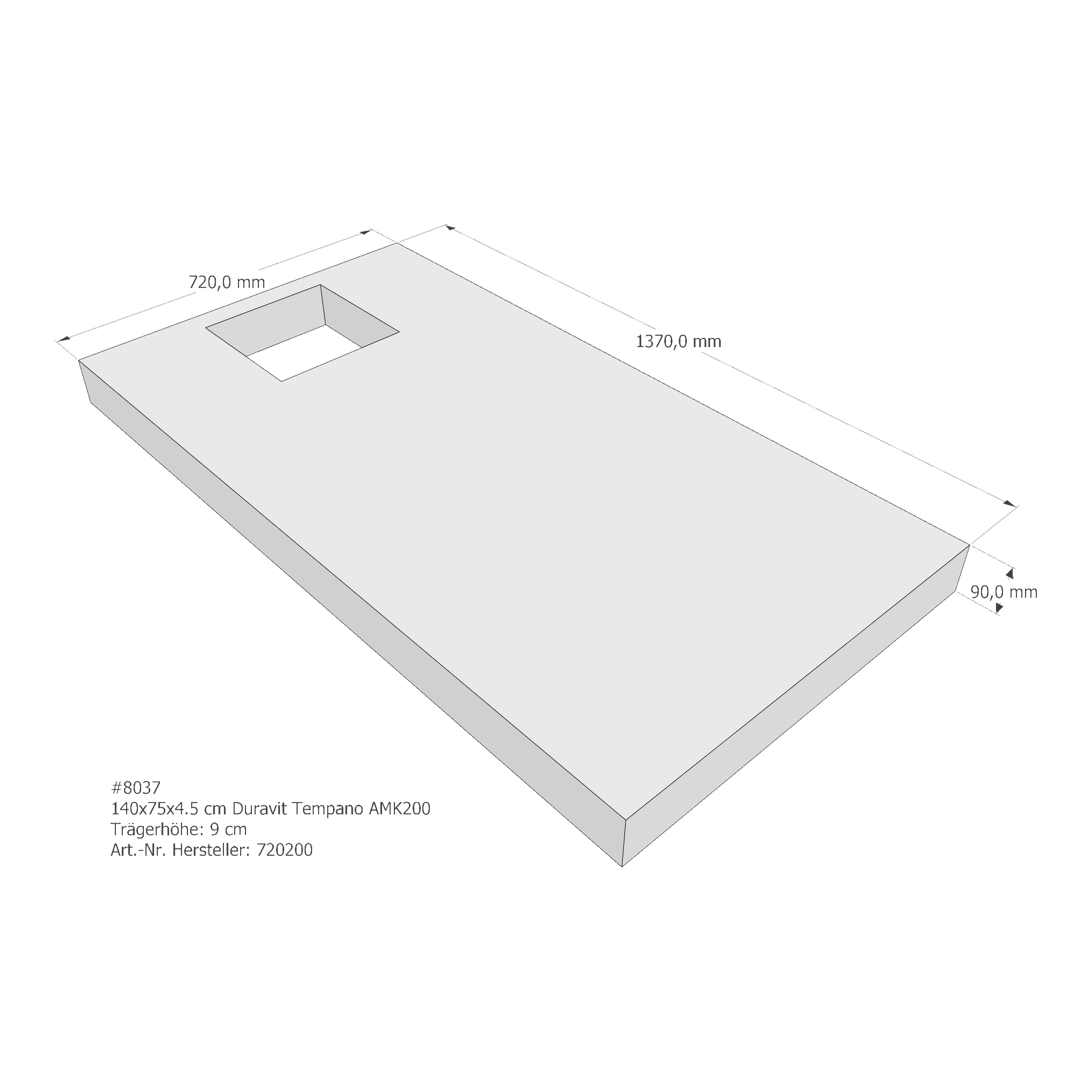 Duschwannenträger für Duravit Tempano 140 × 75 × 4,5 cm Breite: 75 cm / Länge: 140 cm Duschwannenträger für Duravit Tempano 140 × 75 × 4,5 cm Breite: 75 cm / Länge: 140 cm