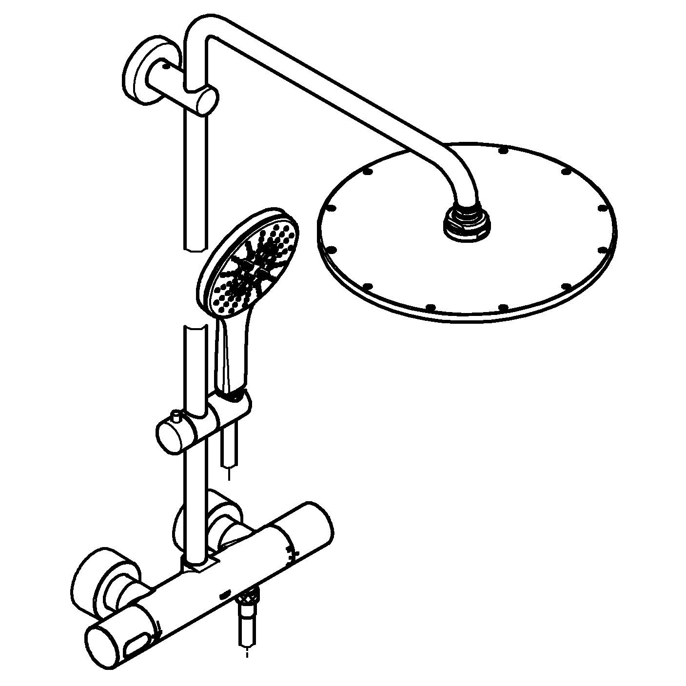 Duschsystem Rainshower SmartActive 310 27966_1, mit Aufputz-Thermostatbatterie, Wandmontage, 450 mm Duscharm, Kopfbrause 27477000, Handbrause 26544000, chrom