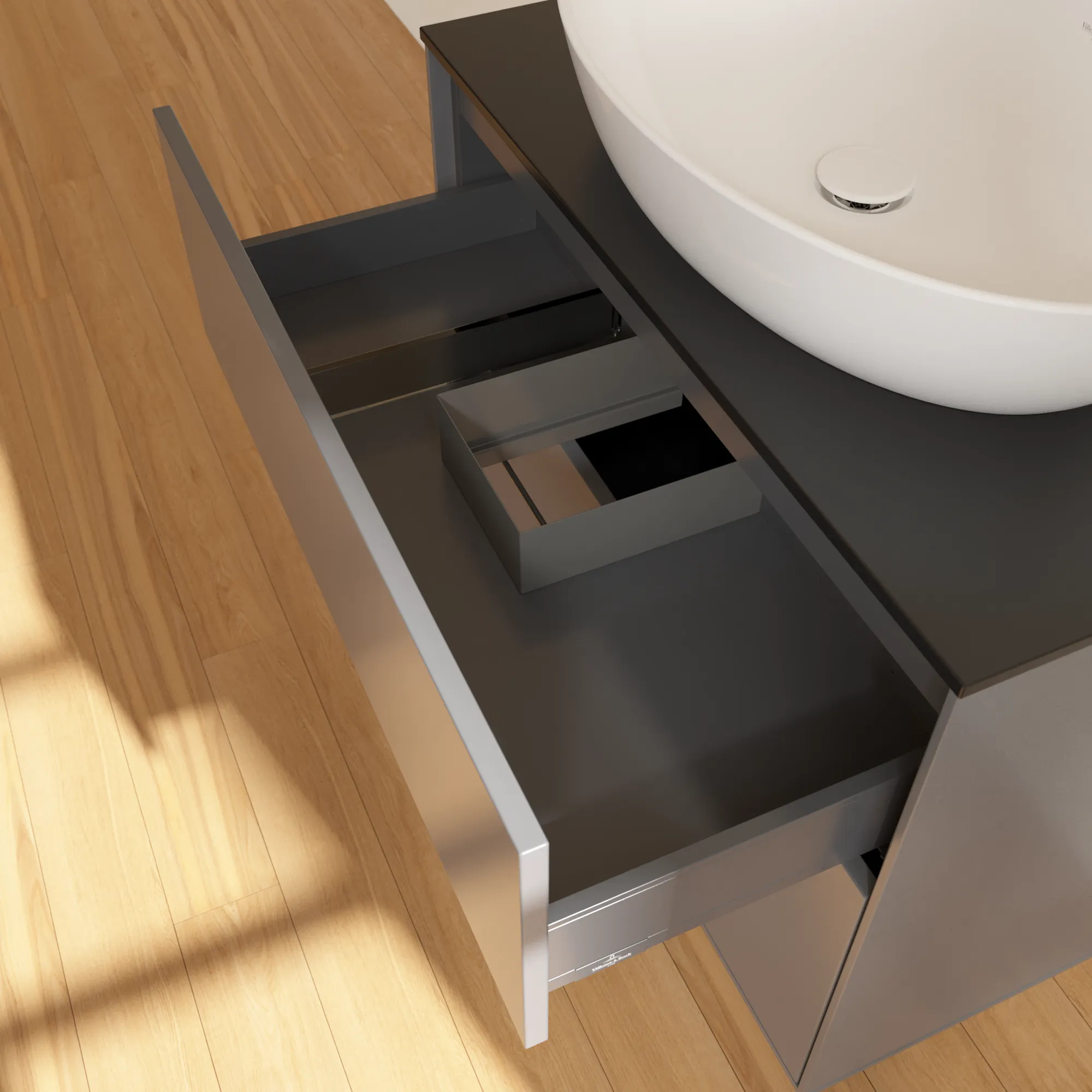 Villeroy & Boch Waschbeckenunterschrank Finion F87, Anthracite Matt Lacquer, 800x603x501mm, mit SoftClosing und Push-to-open Funktion Villeroy & Boch Waschbeckenunterschrank Finion F87, Anthracite Matt Lacquer, 800x603x501mm, mit SoftClosing und Push-to-open Funktion