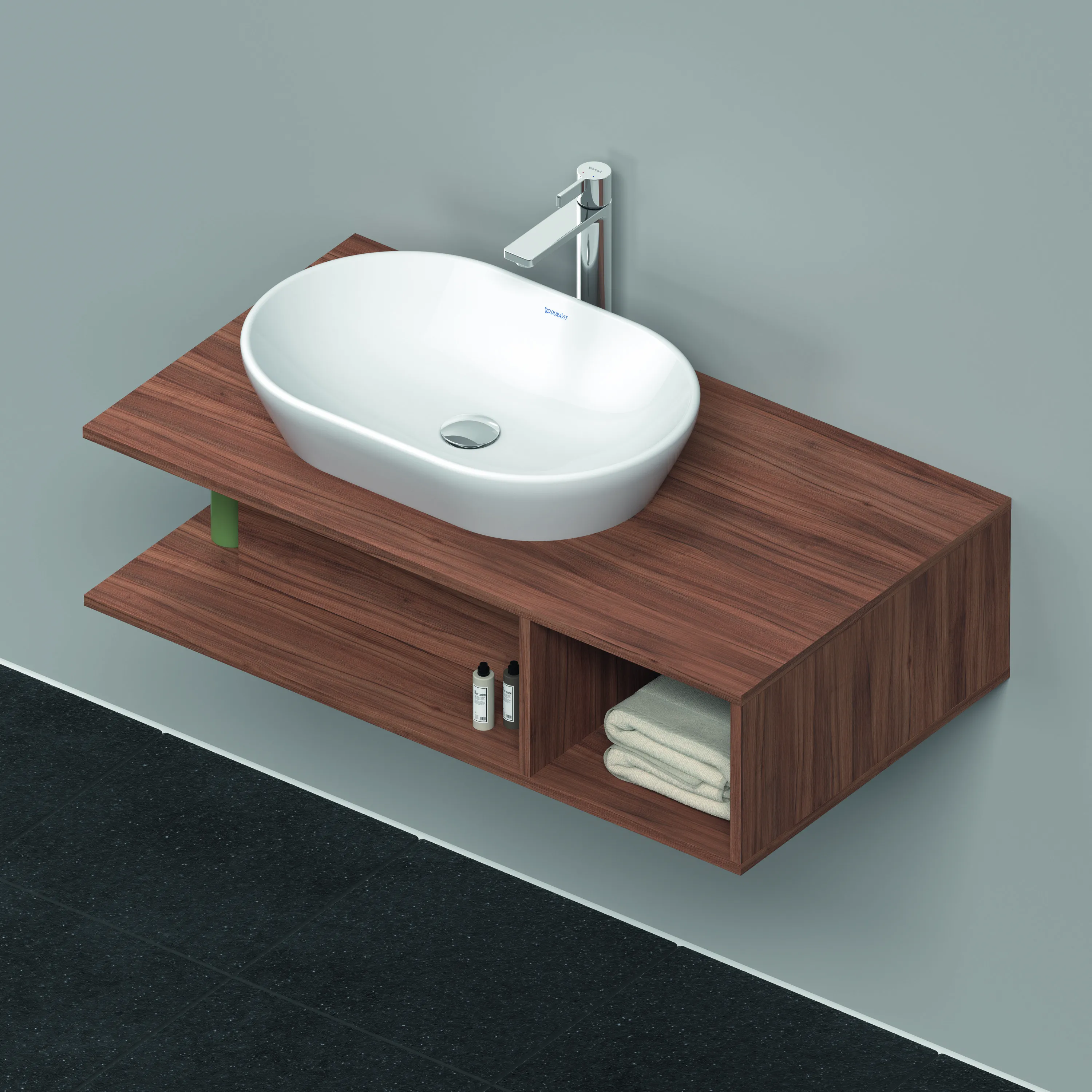 Duravit Waschtischunterschrank wandhängend „D-Neo“ 100 × 26 × 55 cm Nussbaum Natur