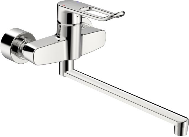 Einhand-Waschtischarmatur Bedienungshebel lang „Clinica“ Ausladung 377 mm in Chrom Einhand-Waschtischarmatur Bedienungshebel lang „Clinica“ Ausladung 377 mm in Chrom