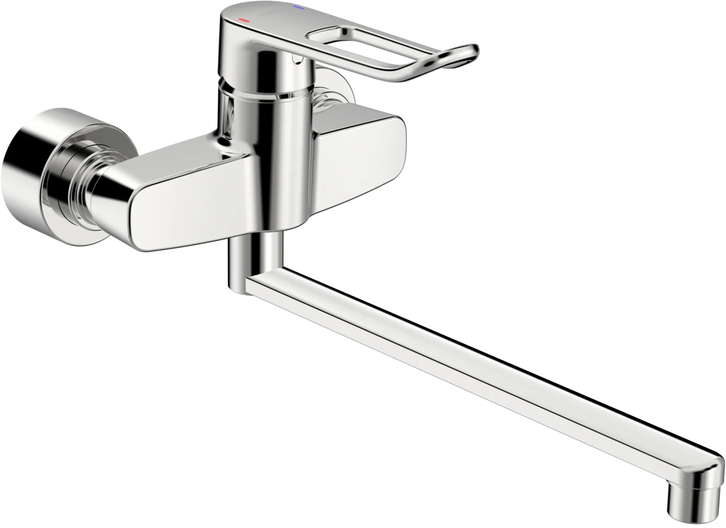 HansaCLINICA Einhebelmischer Waschtischbatterie Bügelhebel lang Ausladung 377 mm DN15 Chrom