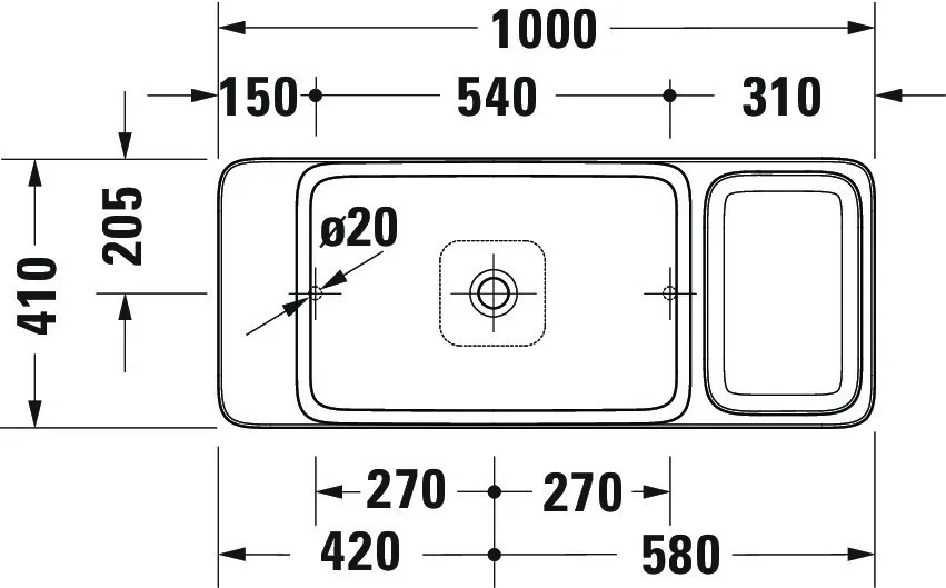 Duravit Aufsatzwaschtisch inkl. Natursteinkonsole „Qatego“ 100 × 41 × 90 cm in Weiß Hochglanz
