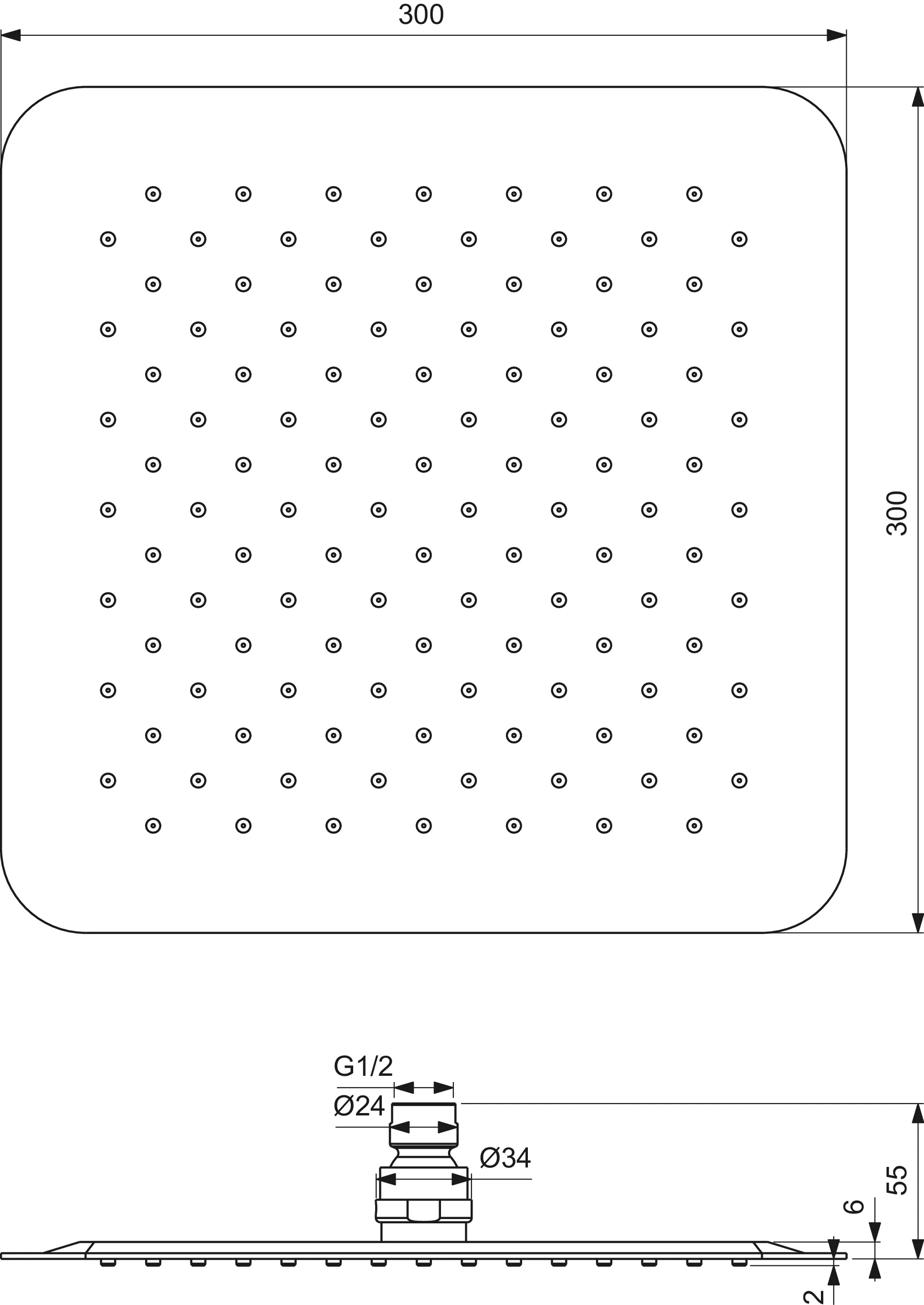 Ideal Standard IdealRain Luxe 300x300mm Edelstahl poliert Ideal Standard IdealRain Luxe 300x300mm Edelstahl poliert