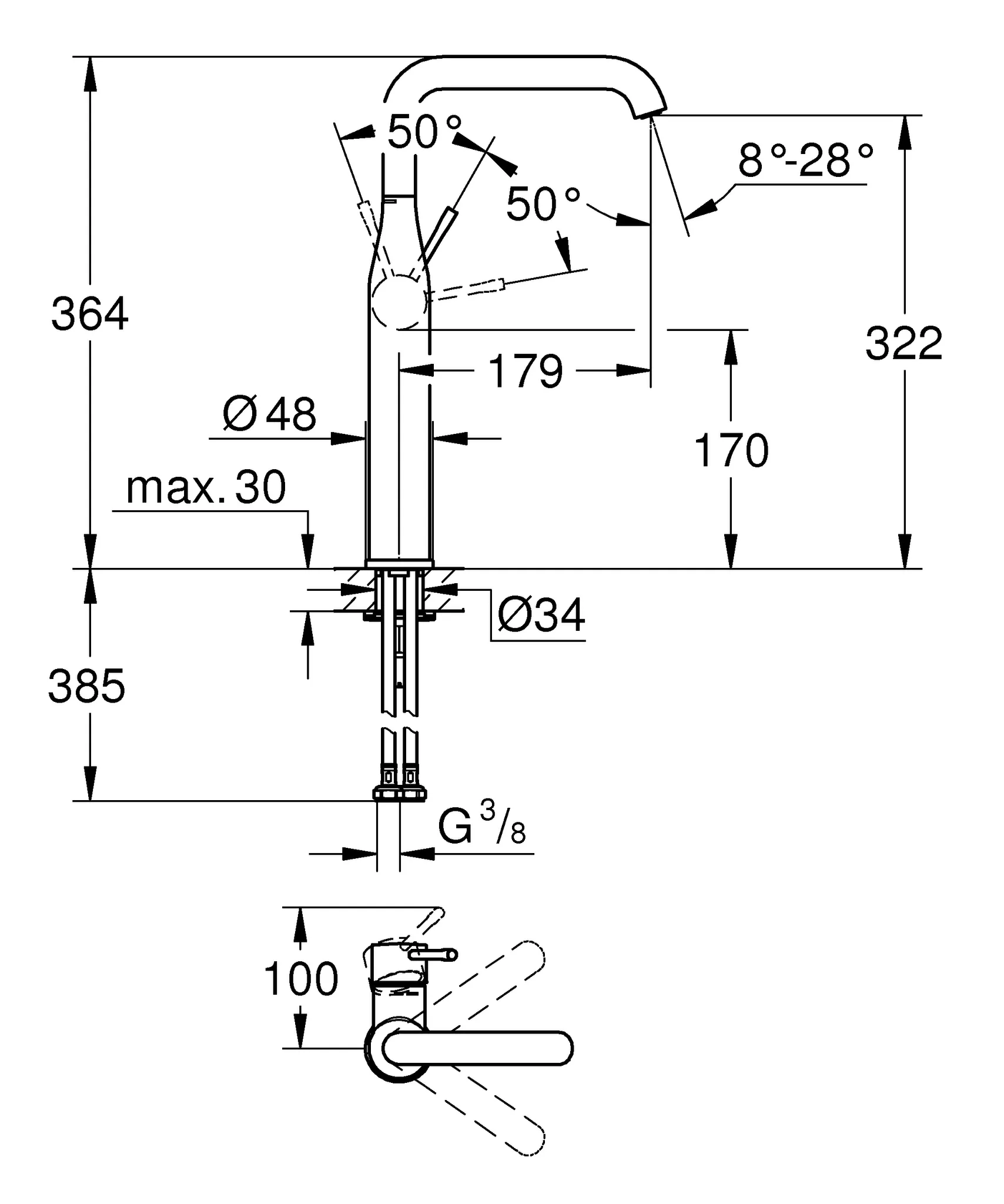 Grohe Essence Einhand-Waschtischbatterie, ½ XL-Size, Einlochmontage für freistehende Waschschüsseln, glatter Körper, Professional Edition, chrom Grohe Essence Einhand-Waschtischbatterie, ½ XL-Size, Einlochmontage für freistehende Waschschüsseln, glatter Körper, Professional Edition, chrom