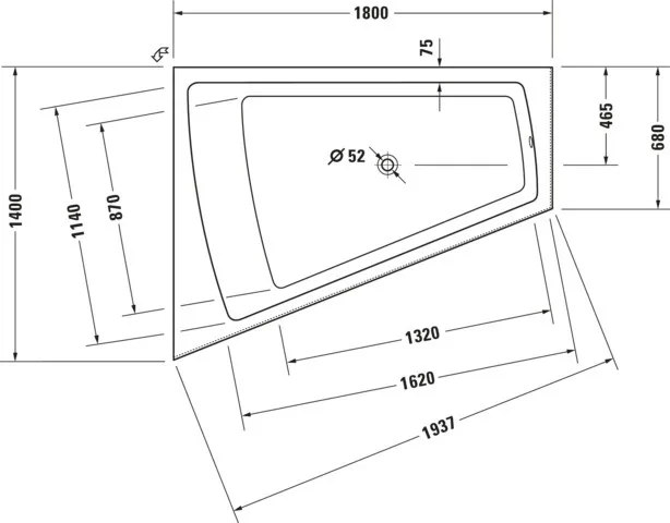 Duravit Badewanne „Paiova“ vorwand sonderform 180 × 140 cm, links