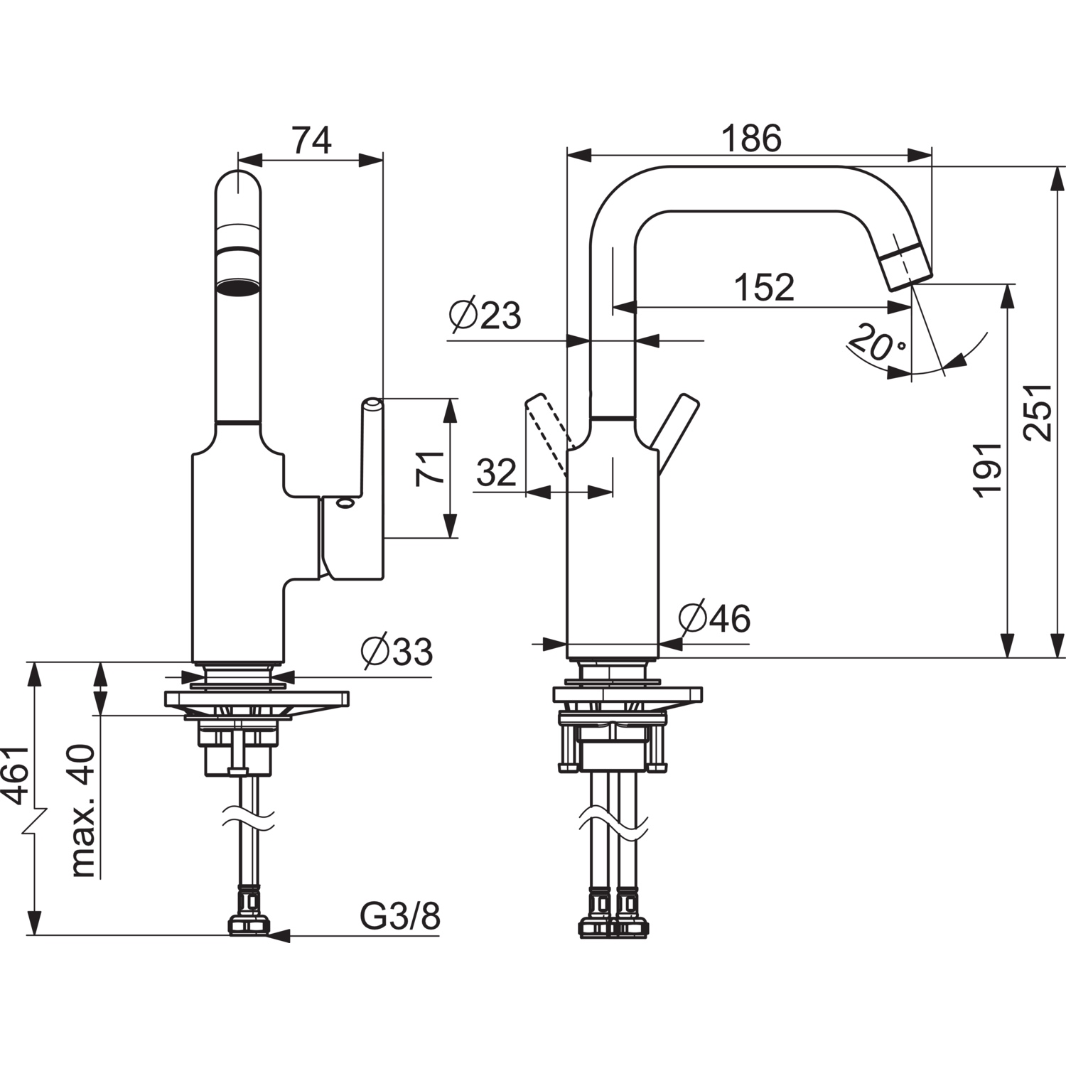 HansaVANTIS EHM Waschtischbatterie HansaVANTIS 5255 Ausladung 152 mm Chrom HansaVANTIS EHM Waschtischbatterie HansaVANTIS 5255 Ausladung 152 mm Chrom