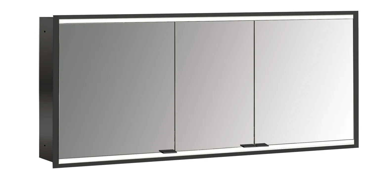 emco prime 2 emco asis PG2 LED-Lichtspiegelschrank prime 2 Facelift schwarz Unterputz 1600 mm 3-türig IP 20 verspiegelte Rückwand
