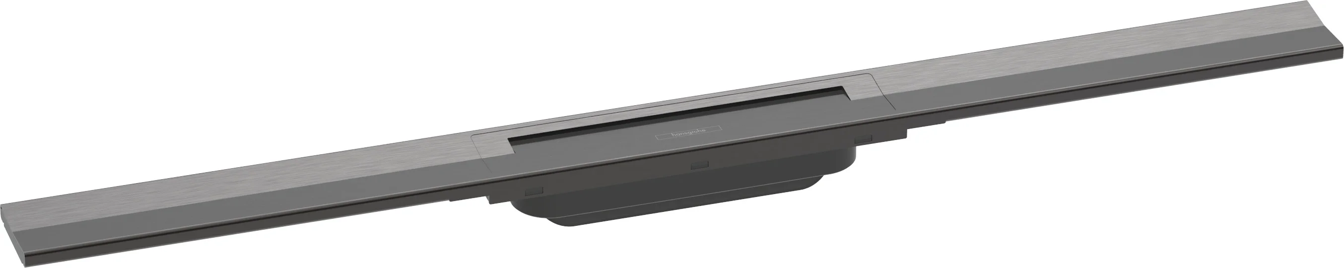 Hansgrohe RainDrain Flex Duschrinne 800 mm, Brushed Black Chrome, höhenverstellbar, zweiseitige Montage, wasserloses Siphonsystem