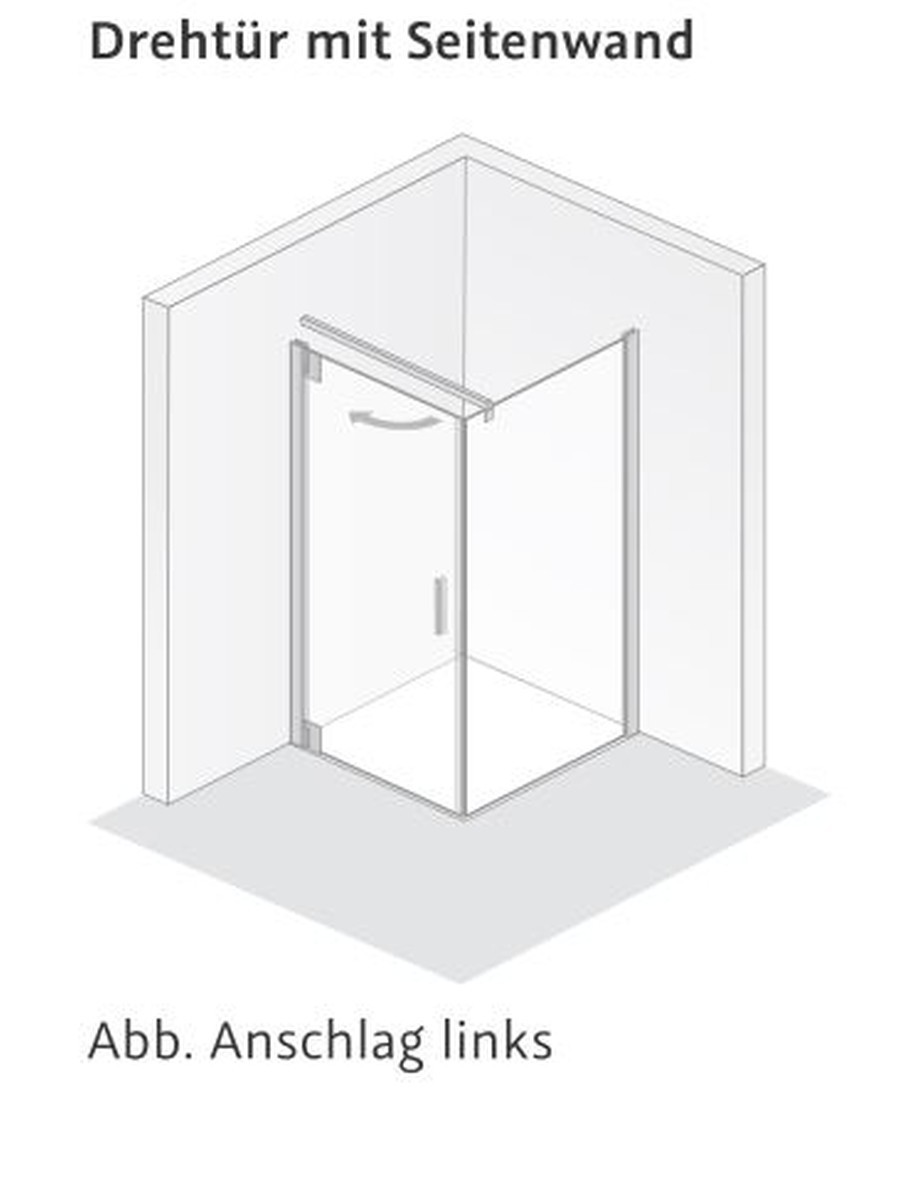 HSK Seitenwand für Drehtür „K2P“ Glas Grau, Profile Chromoptik (Alu Hochglanz poliert), für 750 mm, H: 2000 mm HSK Seitenwand für Drehtür „K2P“ Glas Grau, Profile Chromoptik (Alu Hochglanz poliert), für 750 mm, H: 2000 mm