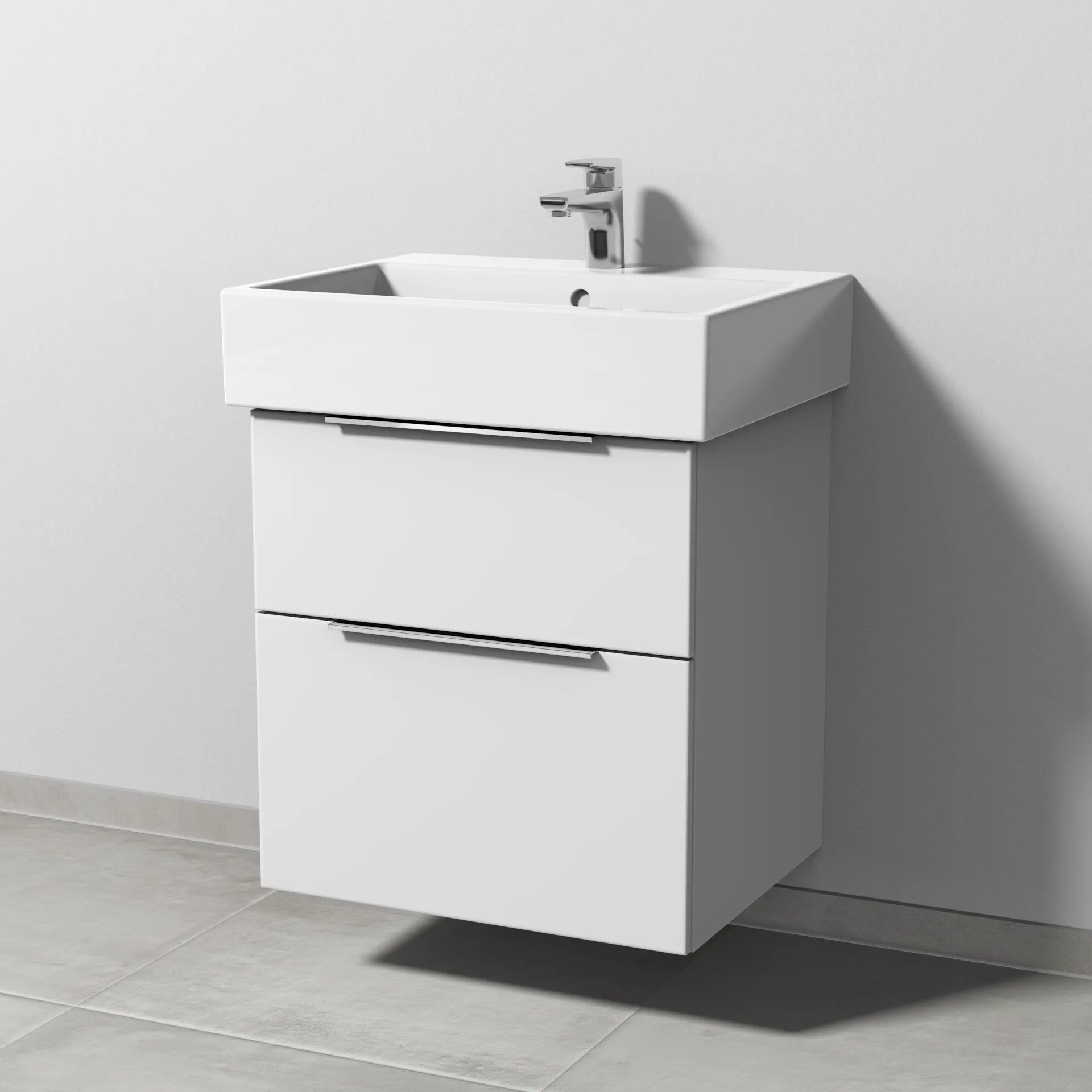 Sanipa Waschtischunterschrank „3way“ passend zu Keramik-Waschtische Vero Air von Duravit 550 × 591 × 447 mm in Weiß-Soft