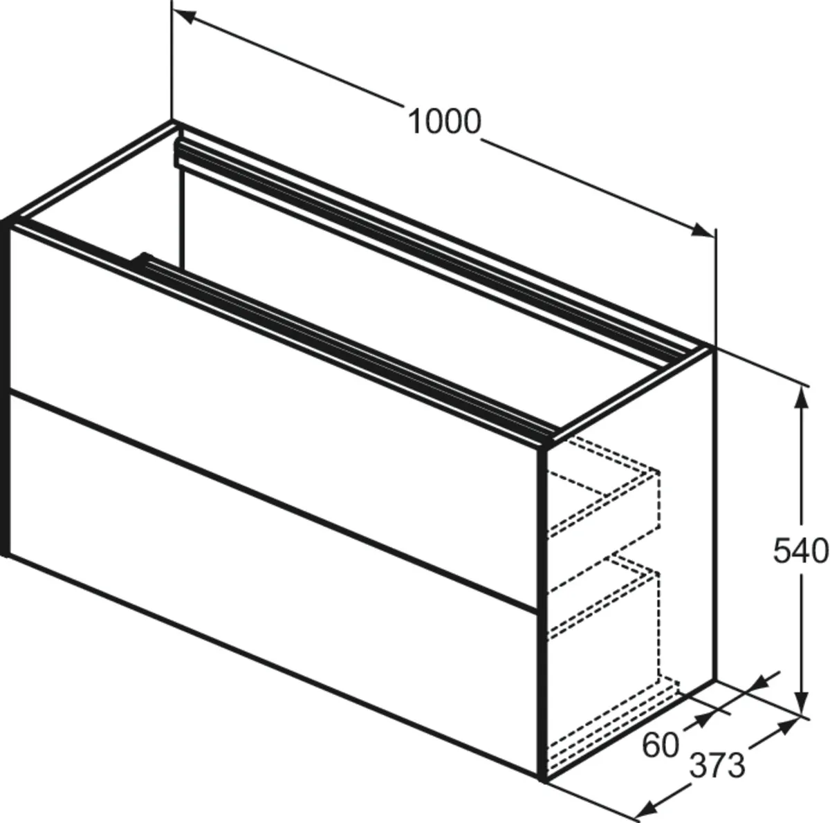Ideal Standard Waschtischunterschrank „Conca“ 100 × 54 × 37,3 cm Eiche geflammt Furnier Ideal Standard Waschtischunterschrank „Conca“ 100 × 54 × 37,3 cm Eiche geflammt Furnier