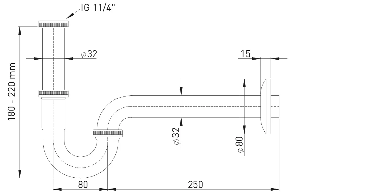Röhrengeruchverschluss ″Plus″ 1 1/4″ geprüft nach DIN 19545 + EN 274