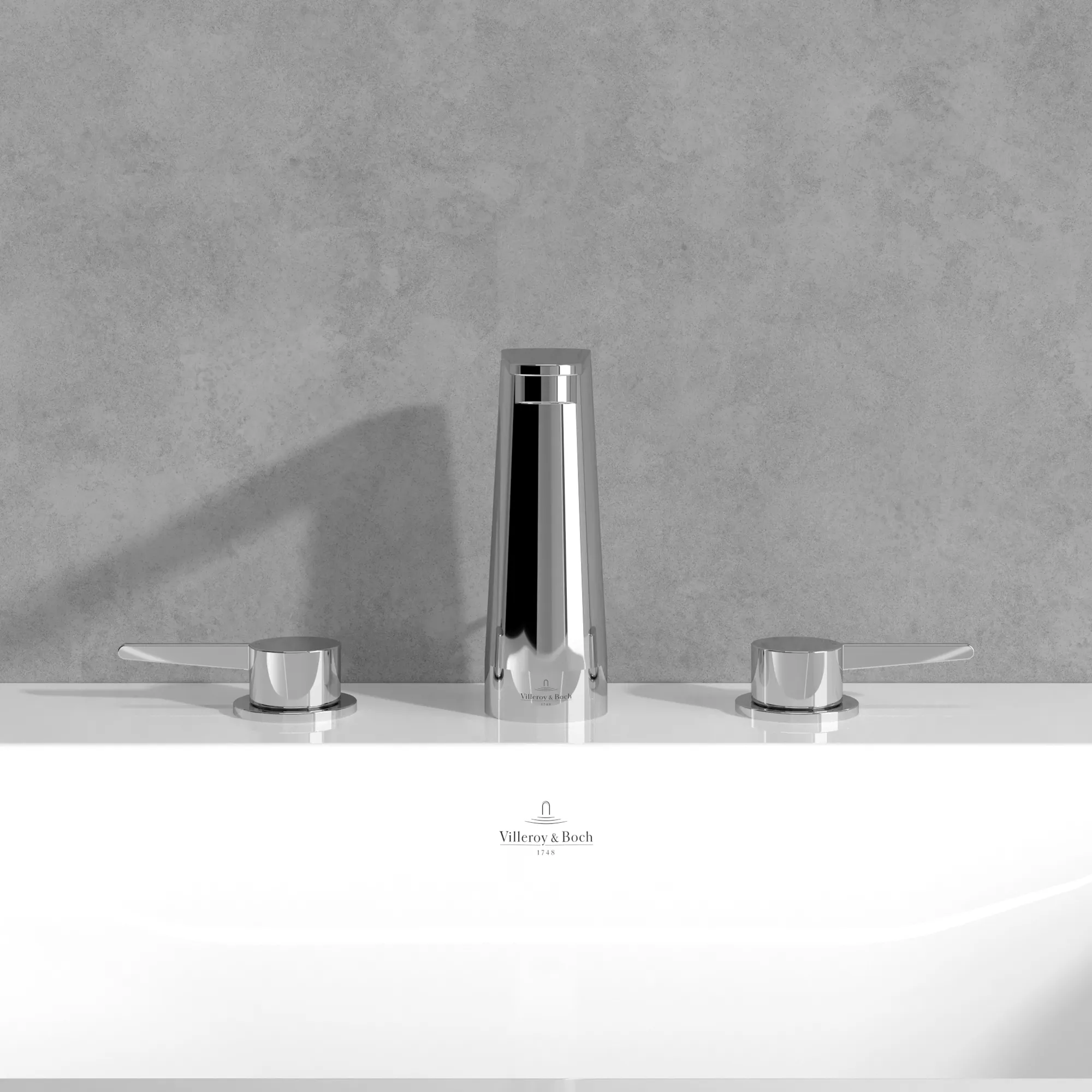 Zweihand-Waschtischarmatur „Conum“ 16,5 cm Ausladung 130 mm in Chrom Zweihand-Waschtischarmatur „Conum“ 16,5 cm Ausladung 130 mm in Chrom