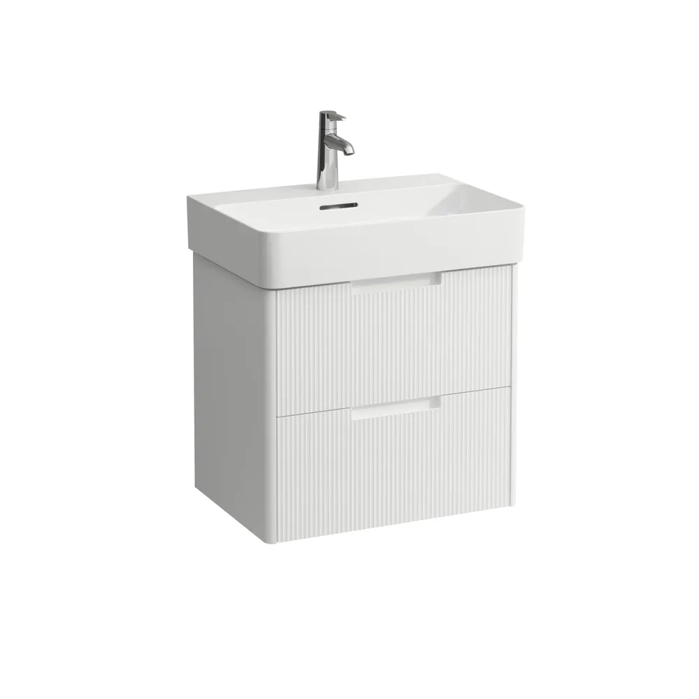 Waschtischunterbau JUNA für VAL 400x521x515 2 Schubladen mit Griffmulde für Waschtisch H810283 weiß matt