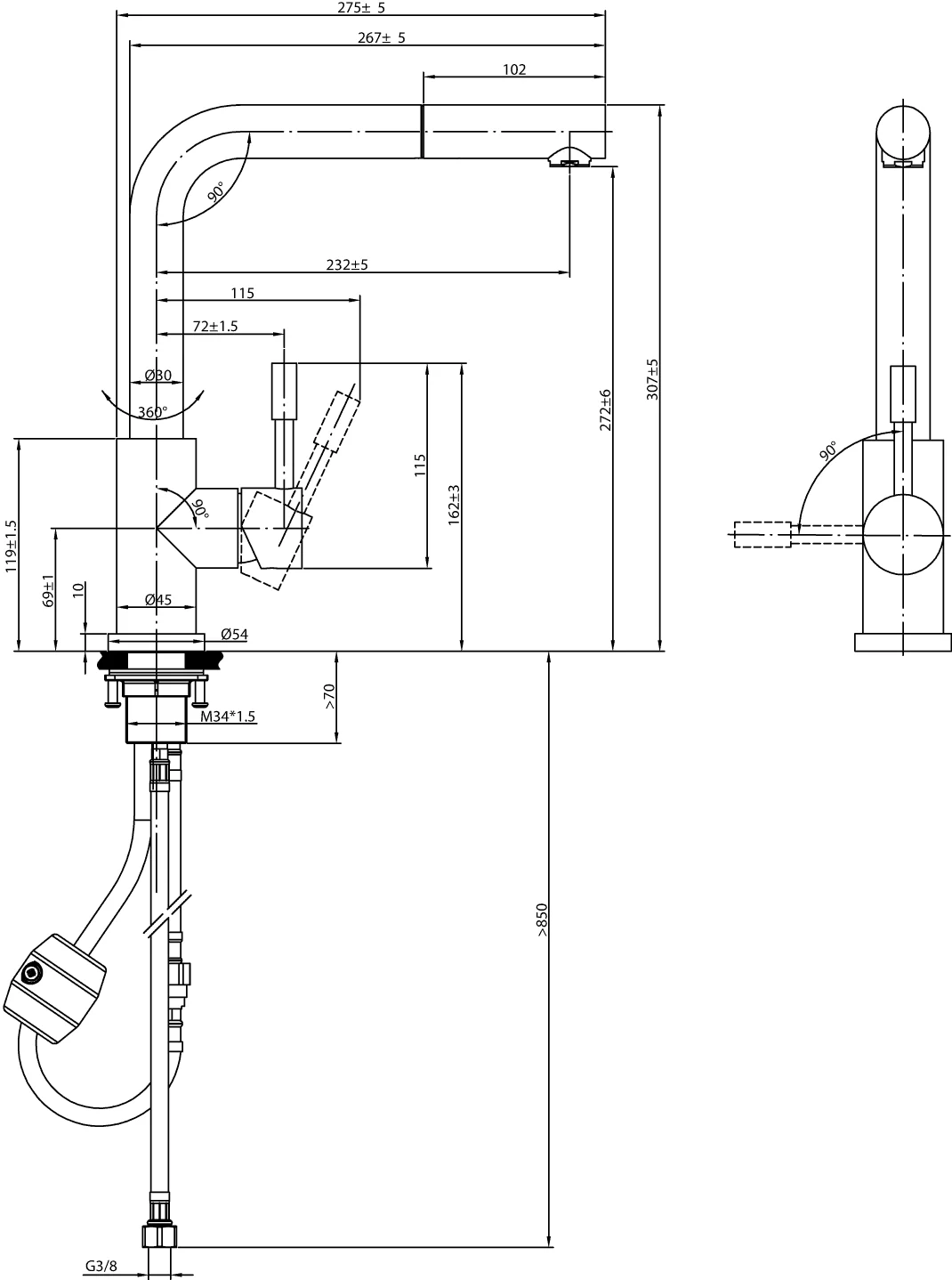Villeroy & Boch Steel Shower Window Küchenarmatur Villeroy & Boch Steel Shower Window Küchenarmatur